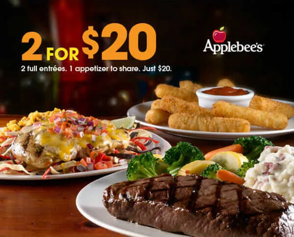Applebee's 2 for 20 Menu